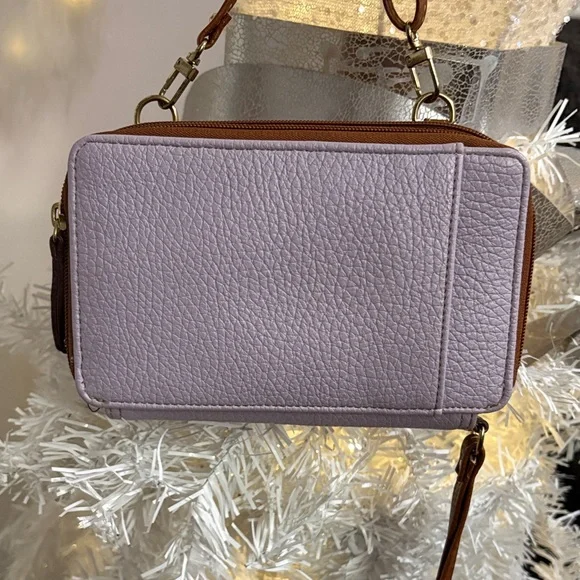 B.O.C. Born Concepts Lavender and Brown Crossbody Bag or a wristlet! - Picture 2 of 12